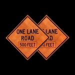 Roll Up Sign & Stand - 48 Inch Reflective One Lane Road 500 Feet Roll Up Traffic Sign